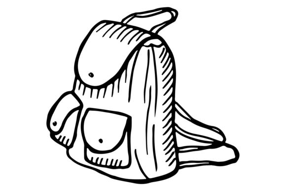 Backpack Doodle. School Bag Drawing. Han