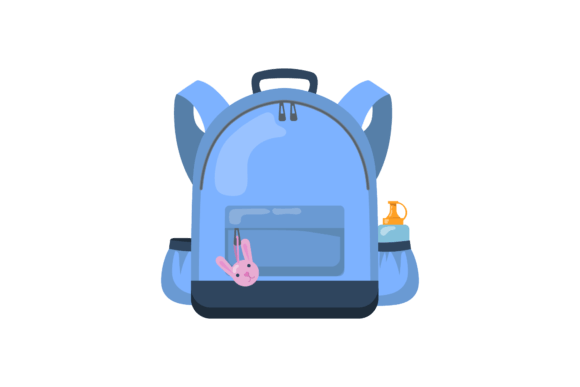 Blue School Backpack Flat Icon for Graphics and Icons
