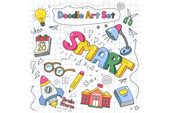 Colorful School Element Doodle