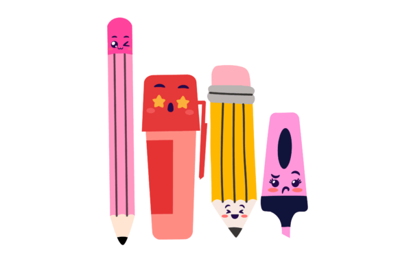 Kawaii School Student Graphics & Icons