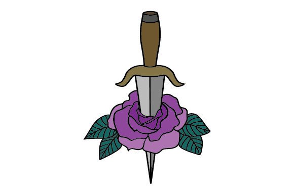 Old School Tattoo Rose and Dagger: A Crafts-Friendly Design Asset for Tattoos