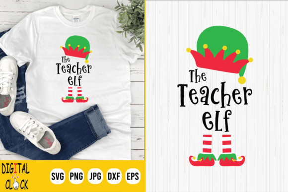 Teacher Elf Funny Christmas Elf Family Graphics